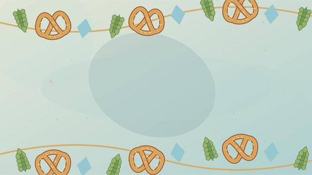 Fanions bavarois bleus et blancs avec houblon et d&eacute;corations de bretzels