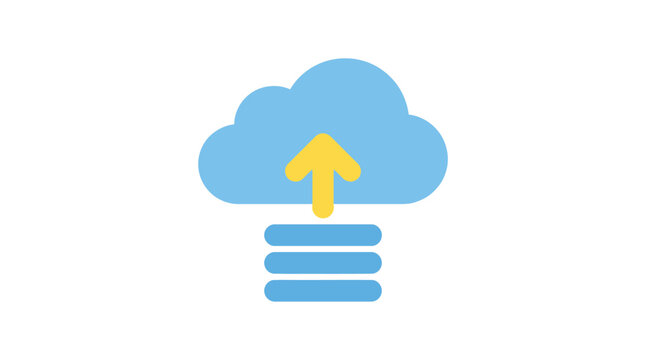 Cloud upload icon with stacked lines flat vector illustration
