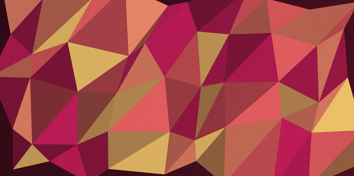 Geometric red and gold low poly triangle pattern digital background