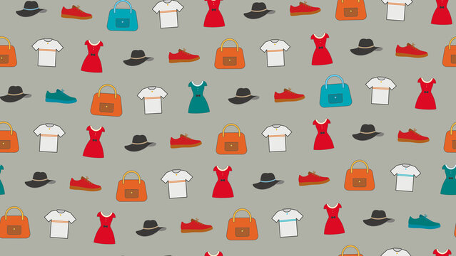 Seamless pattern of fashion items