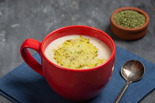 Traditional Turkish yayla soup with yogurt rice and mint