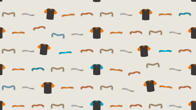 Seamless pattern of t-shirts and scarves