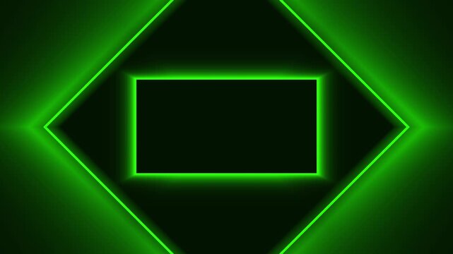 Diamond frame animation glows with neon contours. Futuristic geometric borders define the diamond frame animation. Digital copy space surrounds the diamond frame.