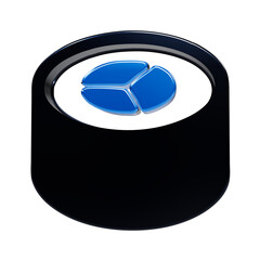 A3d rendered of a sushi roll featuring a black exterior and blue internal segments, isolated on a black background, showcasing a stylized food concept with smooth reflective surfaces © REZAUL