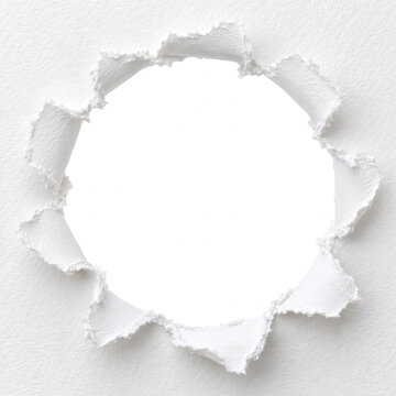 Circular torn paper hole