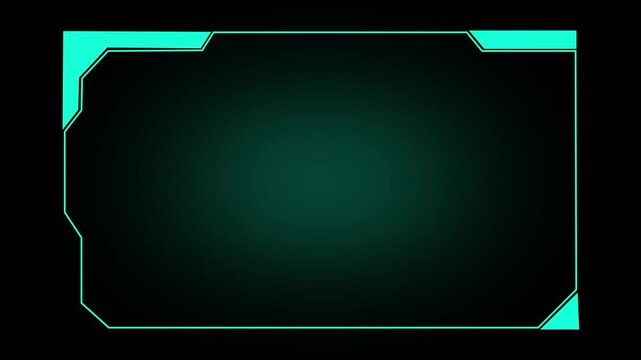Interface frame animation displays corner panels on dark. High tech gaming screen overlays outline active interface frame animation. Modern cyber telemetry displays use the frame.