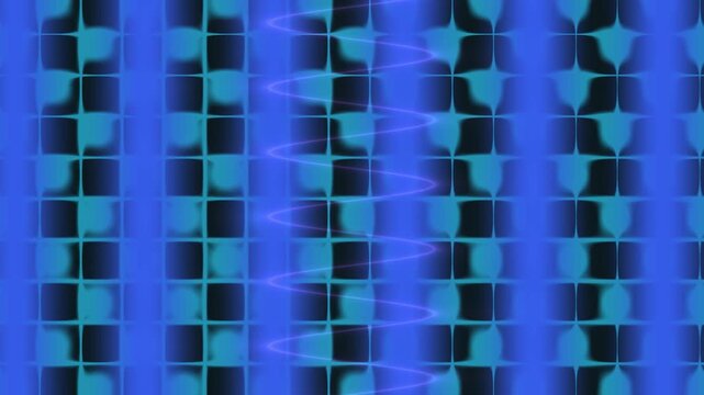 Abstract Motion Digital Neon Blue Pattern Background With Glowing Light Waves and Seamless Loop