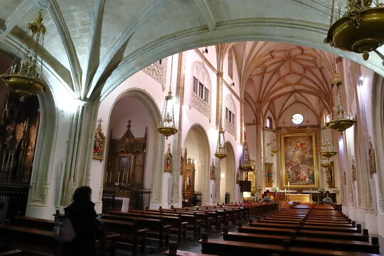 Interior of the Gothic church of San Jer&oacute;nimo el Real in Madrid