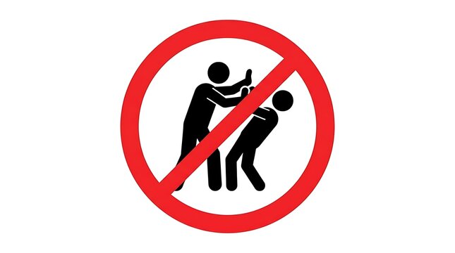 Prohibition sign against physical violence and fighting silhouette symbol isolated icon graphic