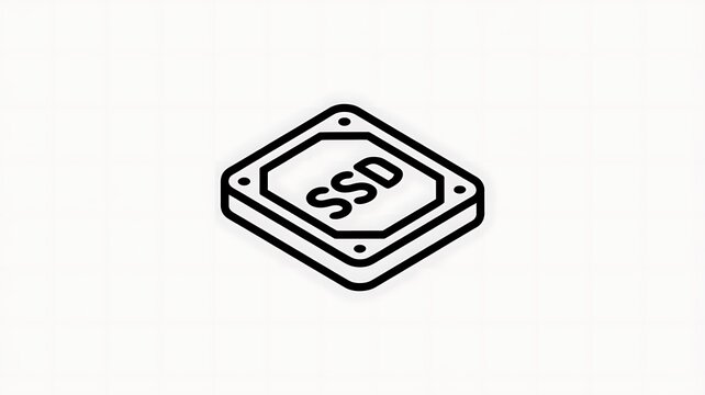 Ssd storage icon in simple isometric outline style