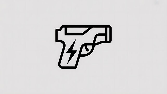 Stun gun taser icon with electricity flash symbol