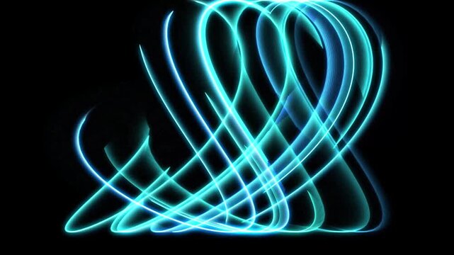 Luminous Cyan Light Streaks Neon Trails Loop Background