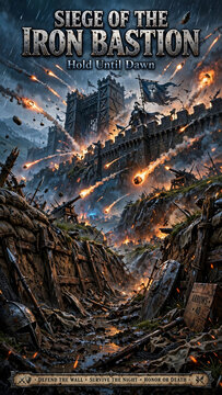 Medieval Siege Battle Game Art Castle Under Catapult Attack