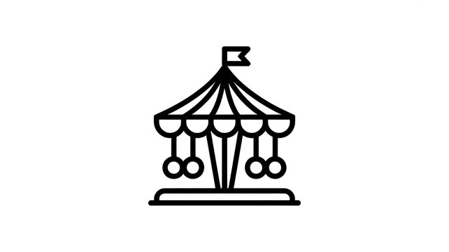 Black outline icon of a carnival carousel ride