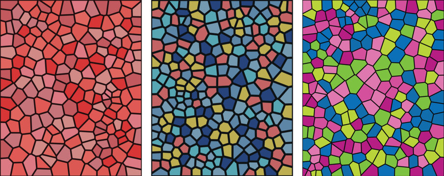 Abstract Colorful Mosaic Stained Glass Polygon Pattern