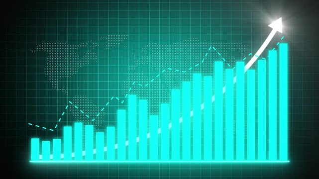 Excellent financial status of corporate business going up. Business graph growth concept in allusive graph chart showing marketing sale profit increasing to future target. 4k graph arrow motion video 