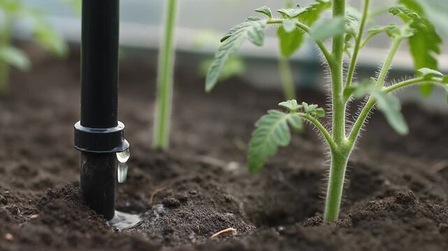 planting a tomato seedling