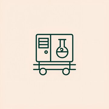 Mobile laboratory design illustration with flask on a cart