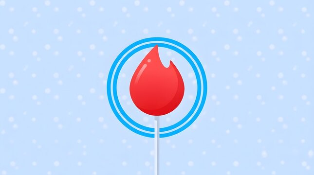 A red blood drop icon centered inside a blue circular frame representing medical testing or donation concepts
