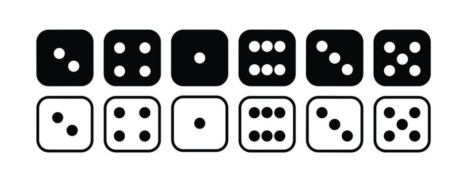 Dice on White Background: A collection of dice displaying different numbers and sides, presented in a clean and organized manner, perfect for games or probability themes