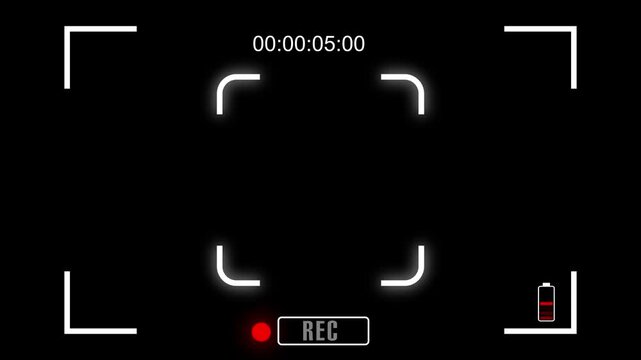 Viewfinder interface animation outlines camera boundaries on dark. Modern digital cinematography telemetry tracks on the interface. Professional multimedia production runs with the interface.