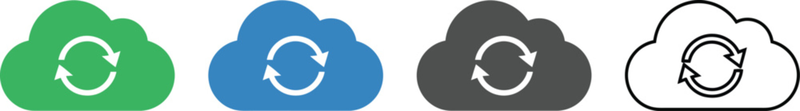 Set of cloud sync icons in various colors vector illustration