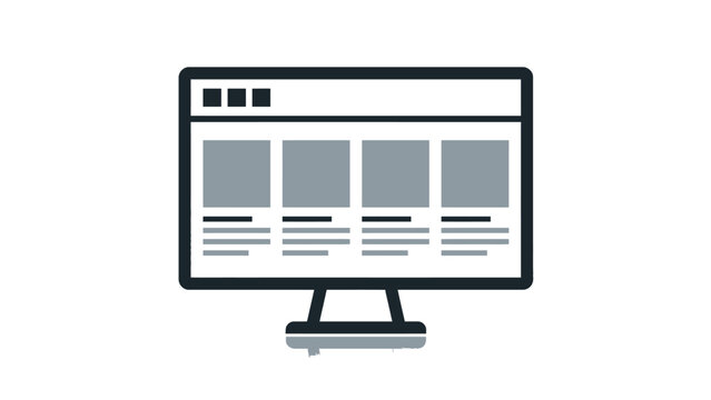 Minimalist computer screen vector illustration displaying a professional website layout design for modern digital user interfaces