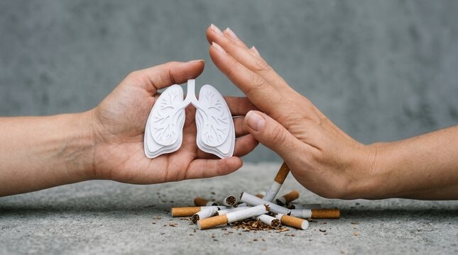 Quit Smoking Campaign Symbolizing Healthy Lungs And Choice