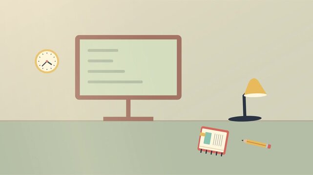 Bureau &agrave; domicile organis&eacute; avec lampe, horloge et fournitures