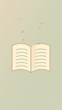 Livre ouvert avec pages anim&eacute;es et oiseaux en papier color&eacute;s