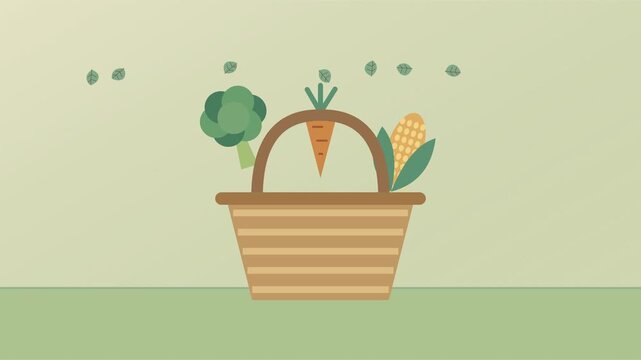 Panier de r&eacute;colte avec l&eacute;gumes frais et feuillage agricole