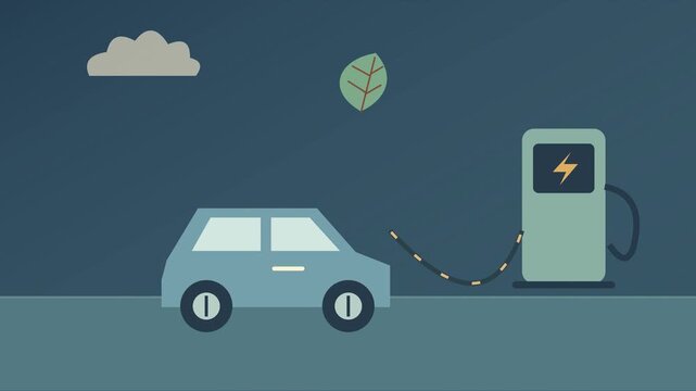 Voiture &eacute;lectrique sur une borne de recharge avec flux d&rsquo;&eacute;nergie lumineux