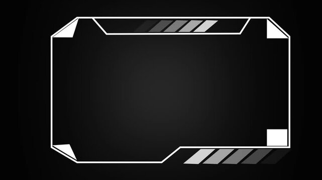 Futuristic frame animation displays shapes on a dark screen. Sci-fi screen overlays outline the futuristic frame animation. Cyber telemetry borders shape the futuristic frame animation.
