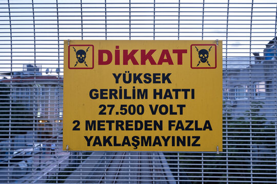 High voltage warning sign in Istanbul, Turkey