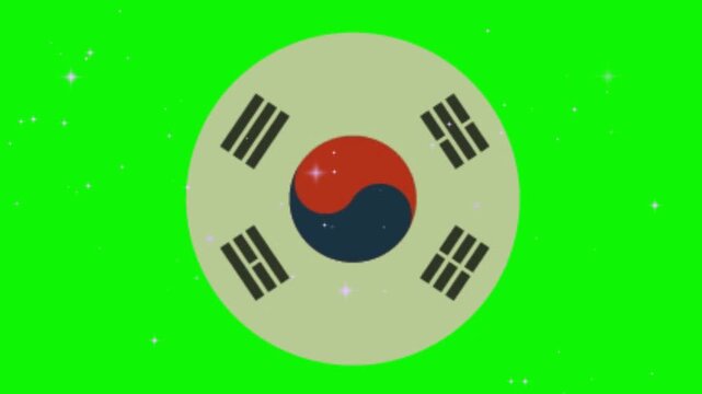 South Korea flag emblem is displayed in a circle over a green background.