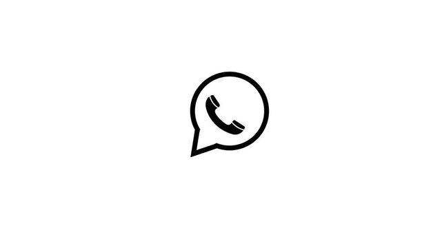 Phone Call Communication Icon with White Telephone Handset Inside Speech Bubble on white Background.