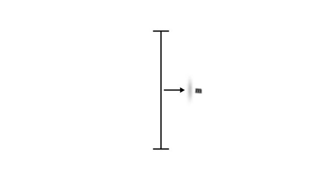 Three Meter Distance Measurement Diagram with Vertical Reference Line and Right Direction Arrow, Black Line Illustration on White Background.