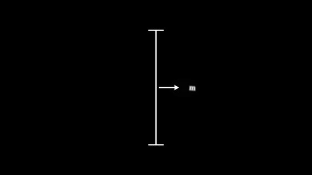 White 3 Meter Right Direction Arrow Measurement Icon on Black Background.