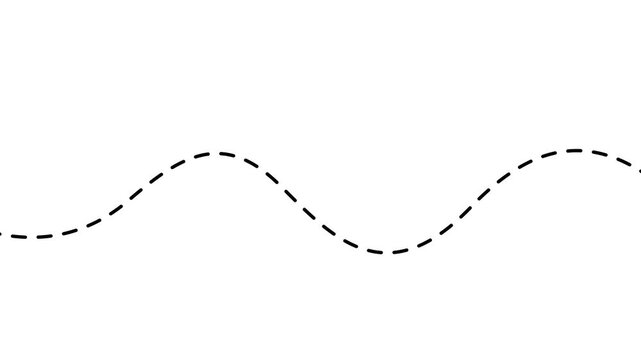 Black Dashed Wavy Line Pattern for Motion, Flow and Decorative Design on White Background.