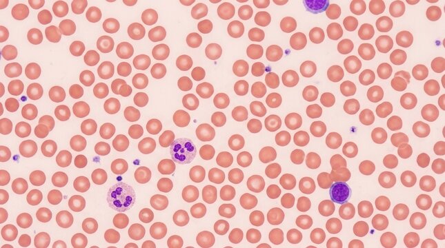 Microscopic View Of Human Blood Cells And Platelets