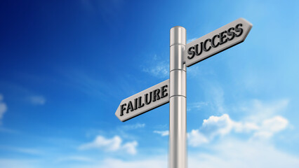 Success and failure road signs against blue sky. 3D illustration © Destina