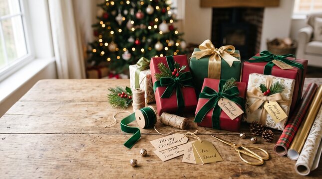 Elegant Christmas Gift Wrapping Setup Wi