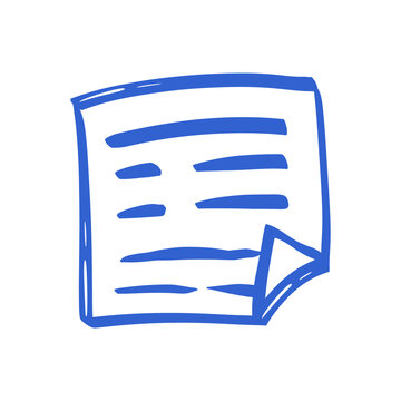 Hand drawn blue document note vector icon