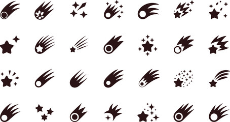 Collection of Meteor and Star Icons shooting star comet © Simanta