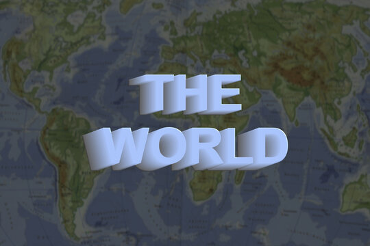 The World 3D Text Over Vintage World Map Background for Global Concept and Travel Design