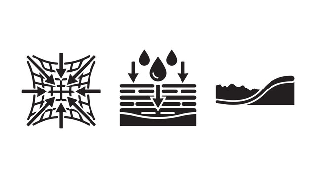 Set of abstract technical icons for pressure and water flow