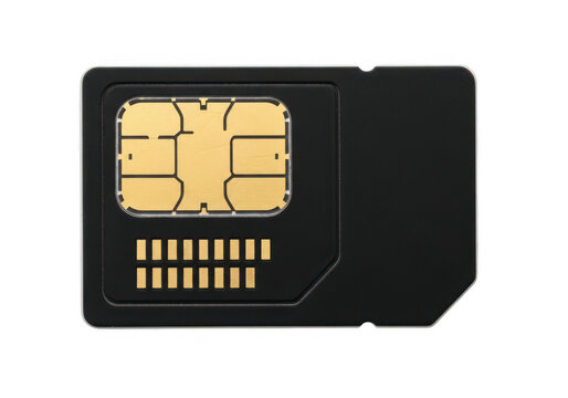 A black microsd card with gold contacts rests on transparent background memory