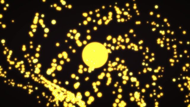 Golden ratio logarithmic Fibonacci spiral vortex of glowing particle points, mathematical 4K video loop.