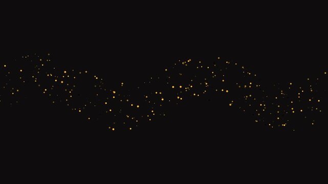 Flowing luxury twenty four karat golden corporate micro particles stream undulating, formal gala video loop.
