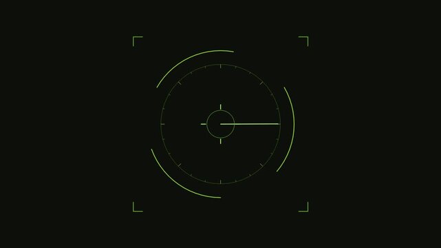 Tactical futuristic military targeting reticle HUD interface with compass dial, sci-fi gaming video loop.